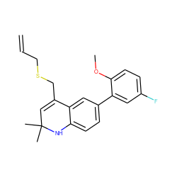 C=CCSCC1=CC(C)(C)Nc2ccc(-c3cc(F)ccc3OC)cc21 ZINC000014968697