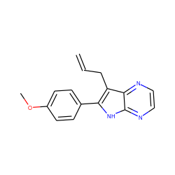 C=CCc1c(-c2ccc(OC)cc2)[nH]c2nccnc12 ZINC000013492965