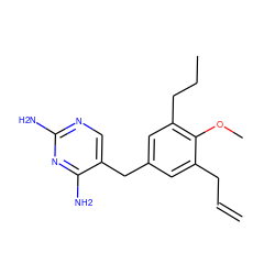 C=CCc1cc(Cc2cnc(N)nc2N)cc(CCC)c1OC ZINC000029568172