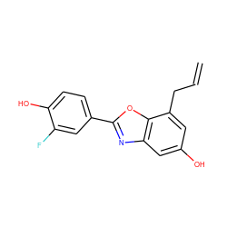 C=CCc1cc(O)cc2nc(-c3ccc(O)c(F)c3)oc12 ZINC000013583689