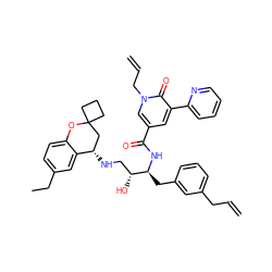 C=CCc1cccc(C[C@H](NC(=O)c2cc(-c3ccccn3)c(=O)n(CC=C)c2)[C@H](O)CN[C@H]2CC3(CCC3)Oc3ccc(CC)cc32)c1 ZINC000096273408