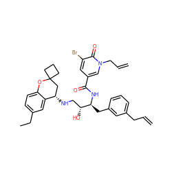 C=CCc1cccc(C[C@H](NC(=O)c2cc(Br)c(=O)n(CC=C)c2)[C@H](O)CN[C@H]2CC3(CCC3)Oc3ccc(CC)cc32)c1 ZINC000096914822