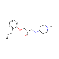 C=CCc1ccccc1OC[C@@H](O)CNC1CCN(C)CC1 ZINC000049037095