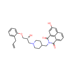 C=CCc1ccccc1OC[C@H](O)CN1CCC(CN2C(=O)c3cccc4cc(O)cc(c34)C2=O)CC1 ZINC000049035360