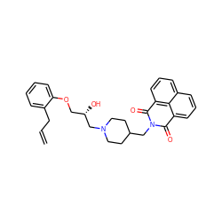 C=CCc1ccccc1OC[C@H](O)CN1CCC(CN2C(=O)c3cccc4cccc(c34)C2=O)CC1 ZINC000009781790