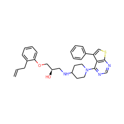 C=CCc1ccccc1OC[C@H](O)CNC1CCN(c2ncnc3scc(-c4ccccc4)c23)CC1 ZINC000064539774