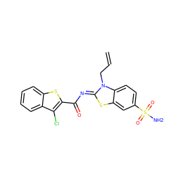 C=CCn1/c(=N/C(=O)c2sc3ccccc3c2Cl)sc2cc(S(N)(=O)=O)ccc21 ZINC000013139488