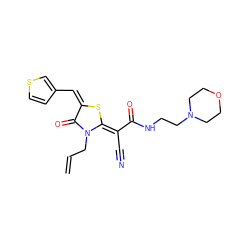 C=CCn1c(=O)/c(=C\c2ccsc2)s/c1=C(/C#N)C(=O)NCCN1CCOCC1 ZINC000101336627