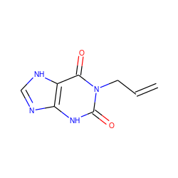 C=CCn1c(=O)[nH]c2nc[nH]c2c1=O ZINC000013473611