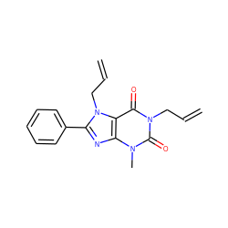 C=CCn1c(=O)c2c(nc(-c3ccccc3)n2CC=C)n(C)c1=O ZINC000013832736