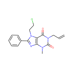 C=CCn1c(=O)c2c(nc(-c3ccccc3)n2CCCl)n(C)c1=O ZINC000013473644