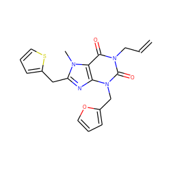 C=CCn1c(=O)c2c(nc(Cc3cccs3)n2C)n(Cc2ccco2)c1=O ZINC000045349503