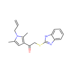 C=CCn1c(C)cc(C(=O)CSc2nc3ccccc3[nH]2)c1C ZINC000012508032