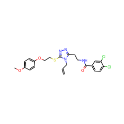 C=CCn1c(CCNC(=O)c2ccc(Cl)c(Cl)c2)nnc1SCCOc1ccc(OC)cc1 ZINC000008829913