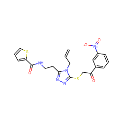 C=CCn1c(CCNC(=O)c2cccs2)nnc1SCC(=O)c1cccc([N+](=O)[O-])c1 ZINC000002879832