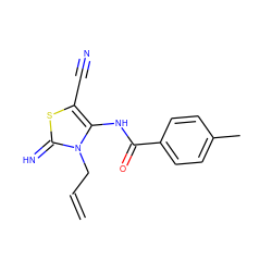 C=CCn1c(NC(=O)c2ccc(C)cc2)c(C#N)sc1=N ZINC000169293177