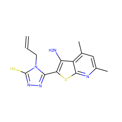 C=CCn1c(S)nnc1-c1sc2nc(C)cc(C)c2c1N ZINC000013658347