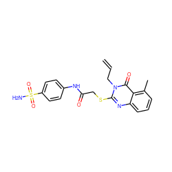 C=CCn1c(SCC(=O)Nc2ccc(S(N)(=O)=O)cc2)nc2cccc(C)c2c1=O ZINC000299829619