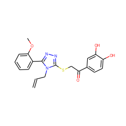 C=CCn1c(SCC(=O)c2ccc(O)c(O)c2)nnc1-c1ccccc1OC ZINC000001276364