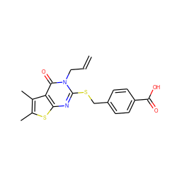 C=CCn1c(SCc2ccc(C(=O)O)cc2)nc2sc(C)c(C)c2c1=O ZINC000002265797