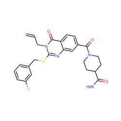 C=CCn1c(SCc2cccc(F)c2)nc2cc(C(=O)N3CCC(C(N)=O)CC3)ccc2c1=O ZINC000003052231