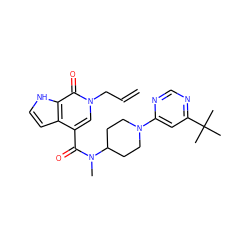 C=CCn1cc(C(=O)N(C)C2CCN(c3cc(C(C)(C)C)ncn3)CC2)c2cc[nH]c2c1=O ZINC001772615977