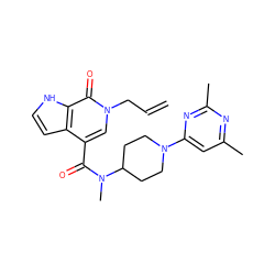 C=CCn1cc(C(=O)N(C)C2CCN(c3cc(C)nc(C)n3)CC2)c2cc[nH]c2c1=O ZINC001772655437