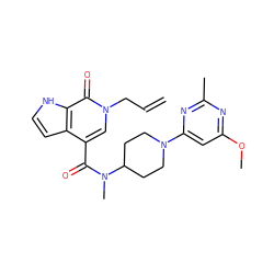 C=CCn1cc(C(=O)N(C)C2CCN(c3cc(OC)nc(C)n3)CC2)c2cc[nH]c2c1=O ZINC001772625234