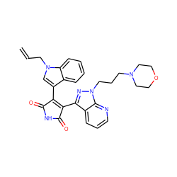 C=CCn1cc(C2=C(c3nn(CCCN4CCOCC4)c4ncccc34)C(=O)NC2=O)c2ccccc21 ZINC000103233903