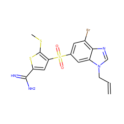 C=CCn1cnc2c(Br)cc(S(=O)(=O)c3cc(C(=N)N)sc3SC)cc21 ZINC000036330290