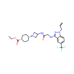 C=CCn1nc(NCC(=O)NC2CN([C@H]3CC[C@@H](C(=O)OCC)CC3)C2)c2cc(C(F)(F)F)ccc21 ZINC000253803042