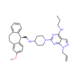 C=CCn1ncc2c(NCCC)nc(N3CCC(NC[C@@H]4c5ccccc5CCc5cc(OC)ccc54)CC3)nc21 ZINC000027331305