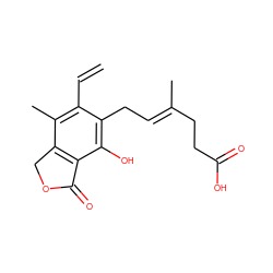 C=Cc1c(C)c2c(c(O)c1C/C=C(\C)CCC(=O)O)C(=O)OC2 ZINC000000020372