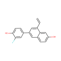 C=Cc1cc(-c2ccc(O)c(F)c2)cc2ccc(O)cc12 ZINC000013645126