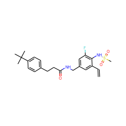 C=Cc1cc(CNC(=O)CCc2ccc(C(C)(C)C)cc2)cc(F)c1NS(C)(=O)=O ZINC000036478554