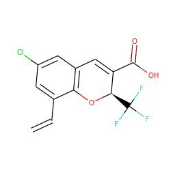 C=Cc1cc(Cl)cc2c1O[C@H](C(F)(F)F)C(C(=O)O)=C2 ZINC000064549851