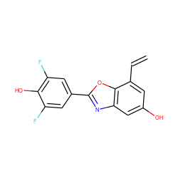 C=Cc1cc(O)cc2nc(-c3cc(F)c(O)c(F)c3)oc12 ZINC000013583722