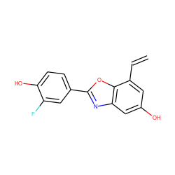 C=Cc1cc(O)cc2nc(-c3ccc(O)c(F)c3)oc12 ZINC000003817763