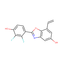 C=Cc1cc(O)cc2nc(-c3ccc(O)c(F)c3F)oc12 ZINC000013583713