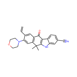 C=Cc1cc2c(cc1N1CCOCC1)C(C)(C)c1[nH]c3cc(C#N)ccc3c1C2=O ZINC000114800621