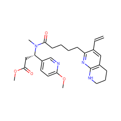 C=Cc1cc2c(nc1CCCCC(=O)N(C)[C@@H](CC(=O)OC)c1ccc(OC)nc1)NCCC2 ZINC000025999662