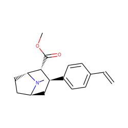 C=Cc1ccc([C@H]2C[C@H]3CC[C@H]([C@@H]2C(=O)OC)N3C)cc1 ZINC000100921488