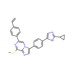 C=Cc1ccc(-c2cn3c(-c4ccc(-c5cnc(C6CC6)[nH]5)cc4)cnc3c(SC)n2)cc1 ZINC000118745254