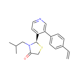 C=Cc1ccc(-c2cnccc2[C@H]2SCC(=O)N2CC(C)C)cc1 ZINC000028819670