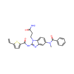 C=Cc1ccc(C(=O)Nc2nc3cc(N(C)C(=O)c4ccccc4)ccc3n2CCC(N)=O)s1 ZINC000045498573