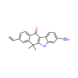 C=Cc1ccc2c(c1)C(C)(C)c1[nH]c3cc(C#N)ccc3c1C2=O ZINC000114800638