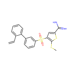 C=Cc1ccccc1-c1cccc(S(=O)(=O)c2cc(C(=N)N)sc2SC)c1 ZINC000029038800