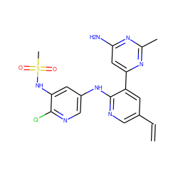 C=Cc1cnc(Nc2cnc(Cl)c(NS(C)(=O)=O)c2)c(-c2cc(N)nc(C)n2)c1 ZINC000113156268