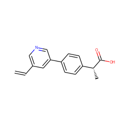 C=Cc1cncc(-c2ccc([C@@H](C)C(=O)O)cc2)c1 ZINC000026839779