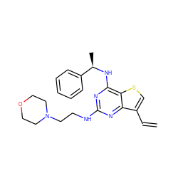 C=Cc1csc2c(N[C@H](C)c3ccccc3)nc(NCCN3CCOCC3)nc12 ZINC000068267246